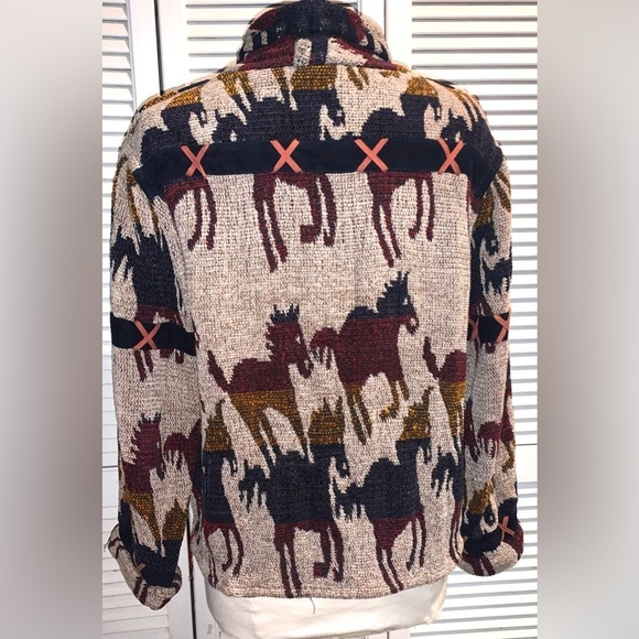 Vintage Sandy Starkman Blazer South Western style horse pattern equestrian L - Picture 4 of 8